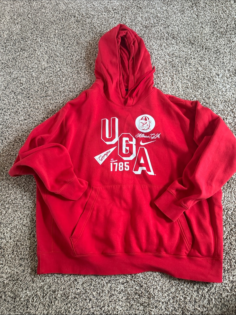 Nike Red UGA Crewneck Hoodie with Collegiate Logo